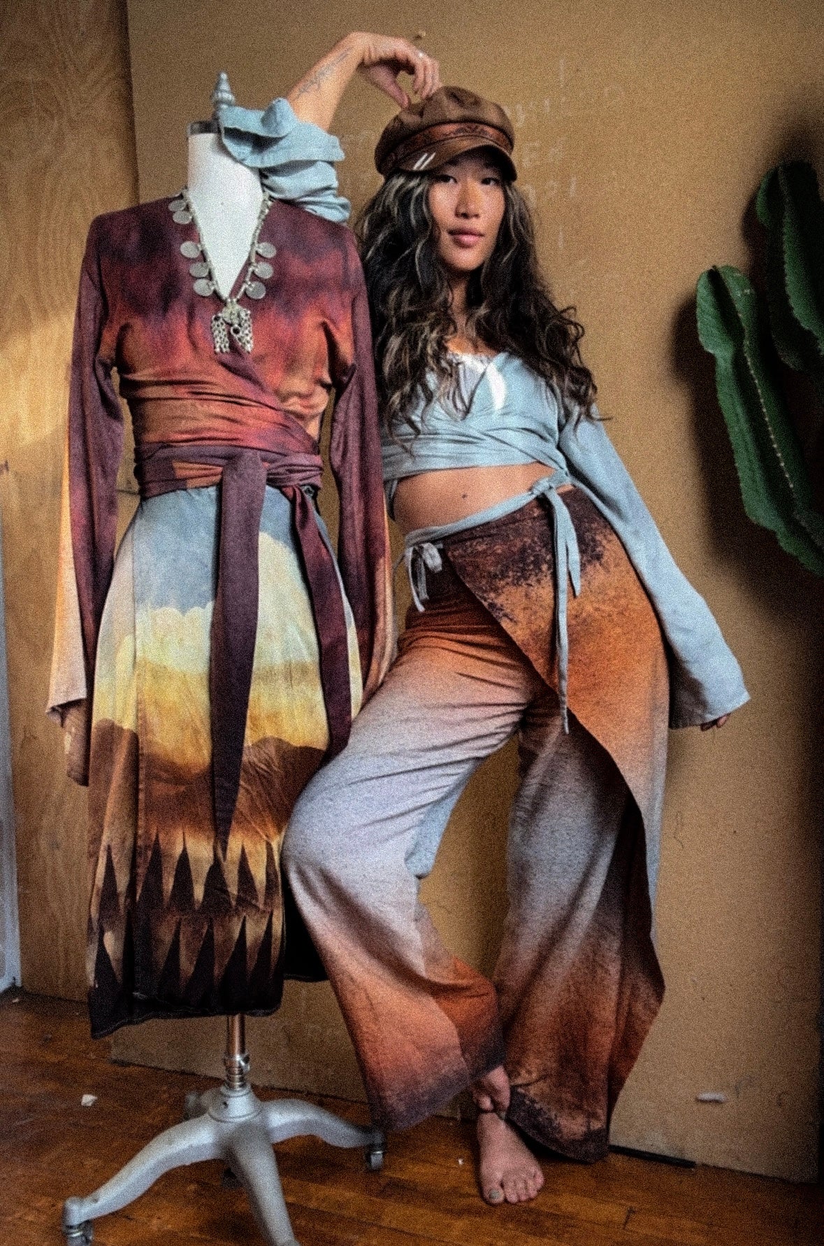 1 SMALL -Ready to Ship-New Printed Origami Pants - OXIDATION of the World - 100% Organic Kala Cotton - handwoven- Rain fed Cotton