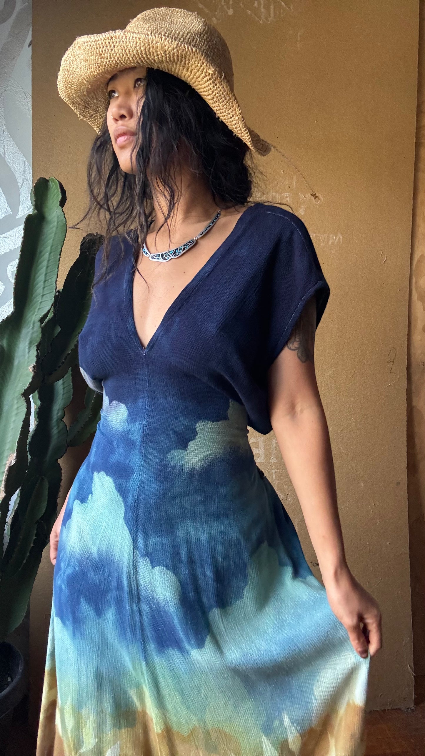 Petite (Fits XS/S/M) Tall Maxi Dress (can Hem If requested) And rise neckline too if needed - Grand Risings  -Tie Back - Transformable Maxi - 100% Fluid flowy novelty cotton - Limited version special fabric