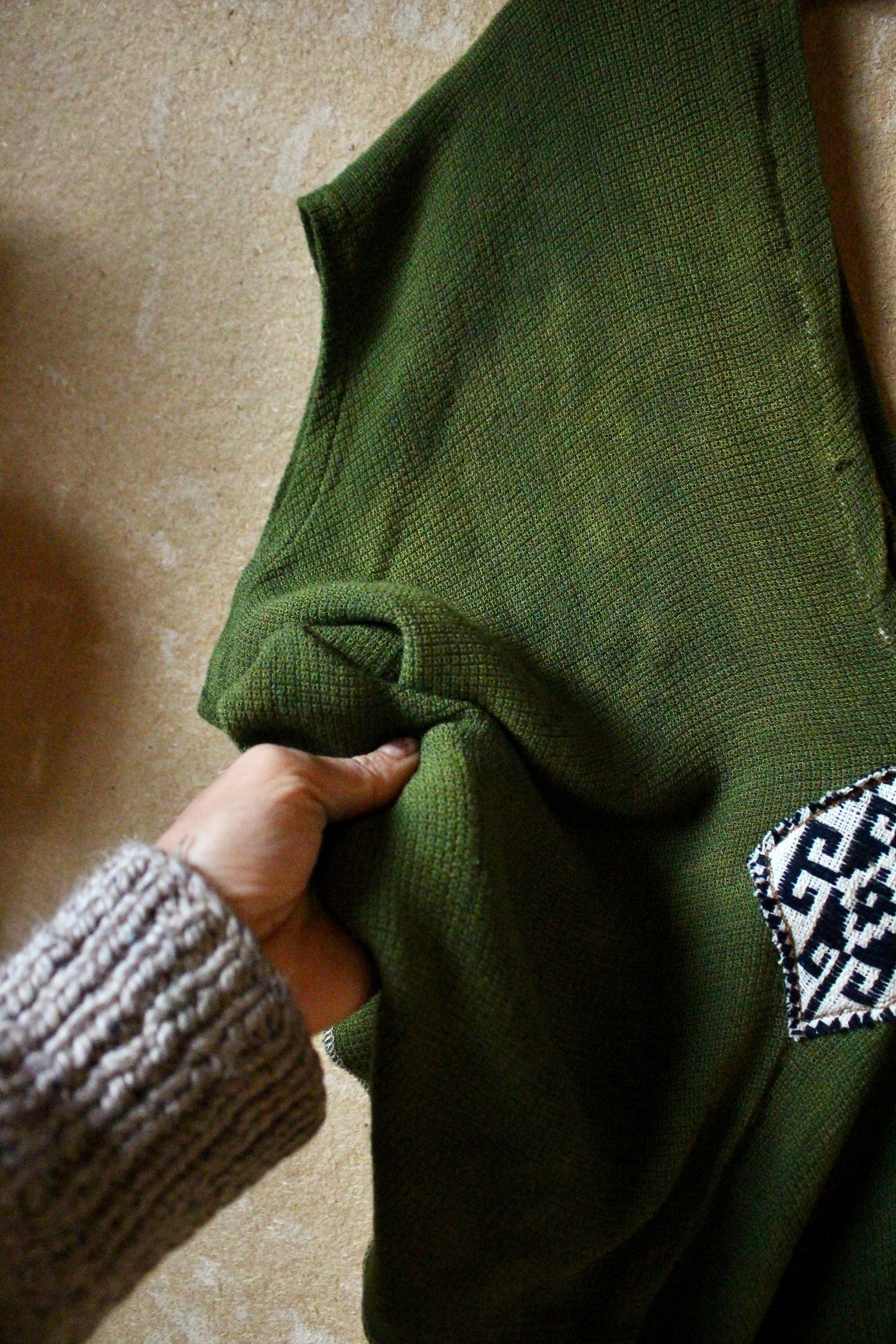 XS/S- Green Henka Top - Deadstock Fabric- Soft/fluid/unique weave cotton- 100%Cotton