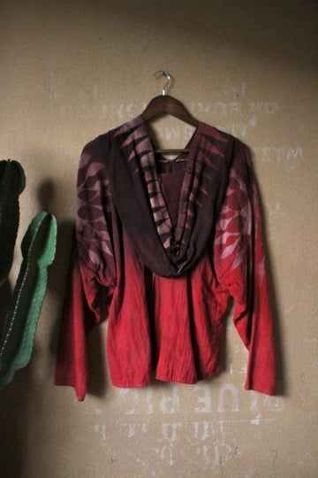 Medium - Embers LunaDala - Mountainous hood -Slouchy Long sleeve Hoodie  - Oversized Hoodie - 100% Triiple Layered heavy weight oRganic cotton Gauze - Warm - Cotton open weave sleeves and hood