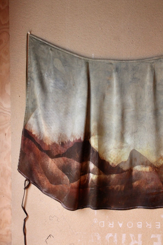 New! - S/M - Mountain Serenity Tapestry Wrap Skirt- Orange Peel Waste Fabric- Silky Luxurious Wrap Skirt- Ready to Ship