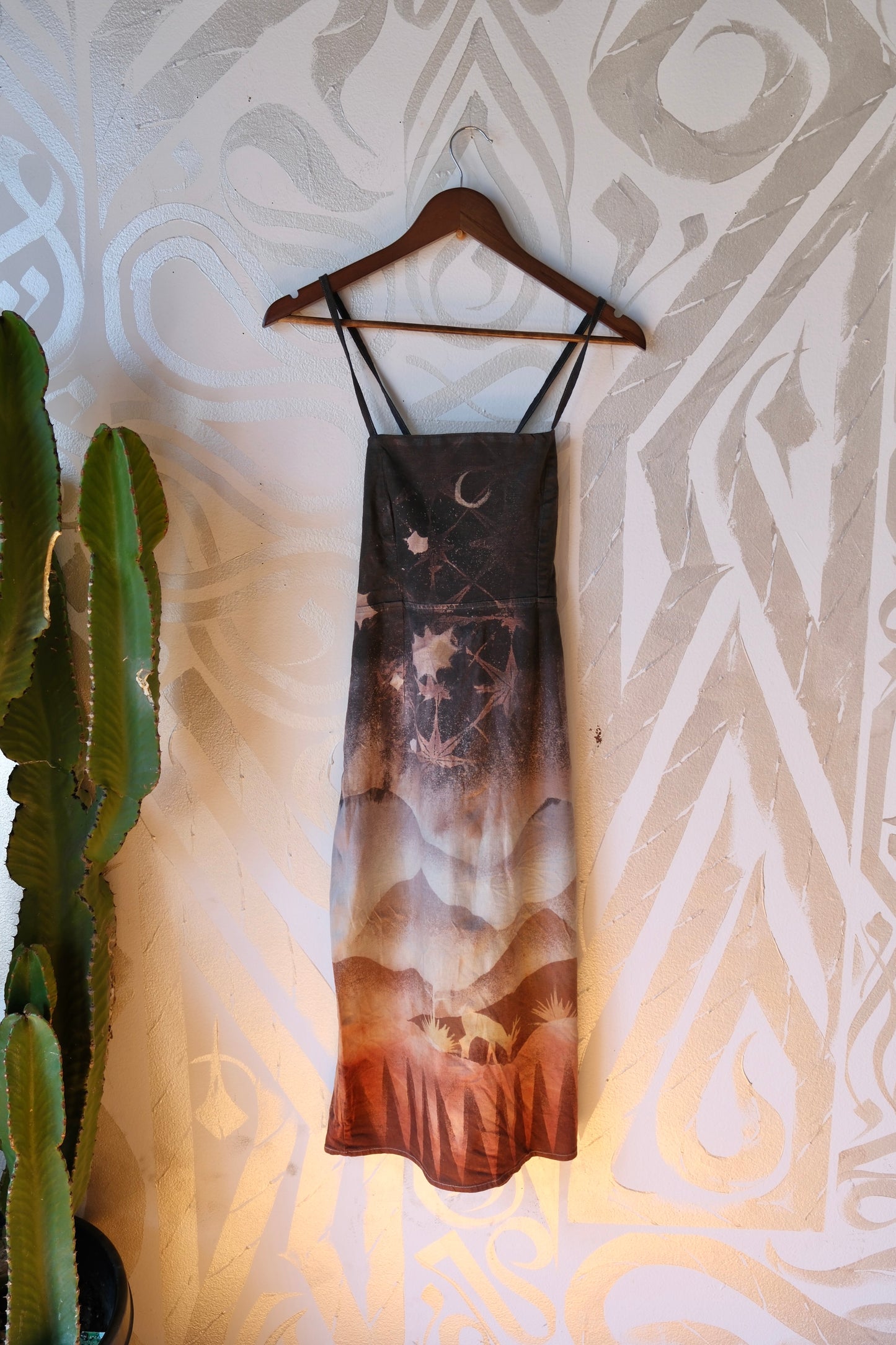 S/M -  Tesselation Overcast Sky - Dress - Tie Back & Zipper - 50% Linen  48% Rayon  2% Spndx - Adjustable Straps-Upcycled Regenerazhinh -OOAK - Recommended for Heights 5.8 ft and under