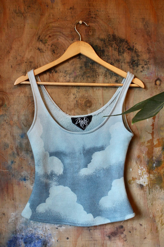 Pre-Order - Blue Skies Cloud Tank Top - Dead stock Organic Cotton French Terry
