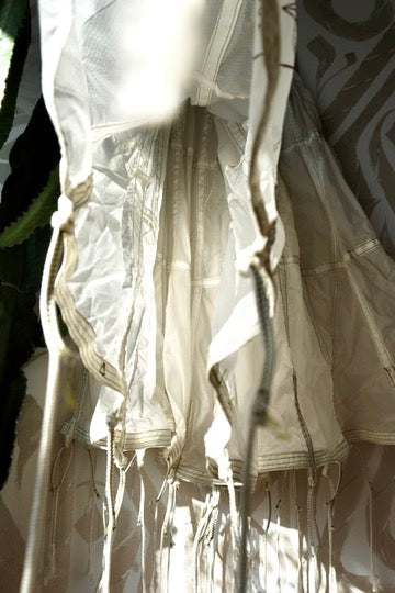 RARE White Vintage Army Parachute Maxi Skirt -Small - OOAK -RARE - Zipper