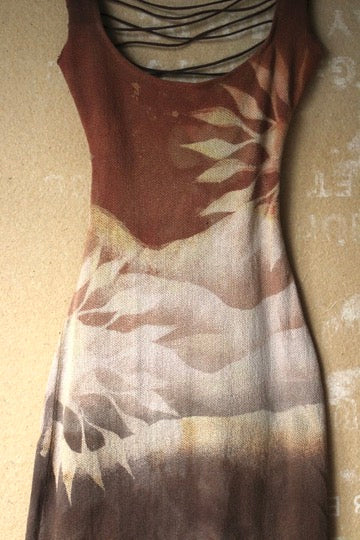 Small- Terracotta Skies - Lunadala Dress - 100% Thick heavy height Knitted cotton - Strudy dress - deadstock fabric - tie back