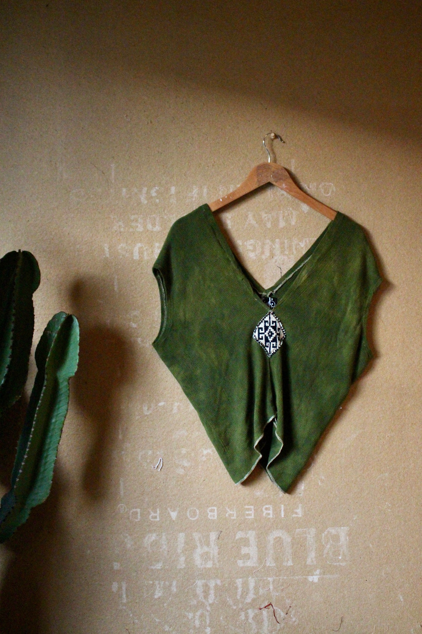 XS/S- Green Henka Top - Deadstock Fabric- Soft/fluid/unique weave cotton- 100%Cotton