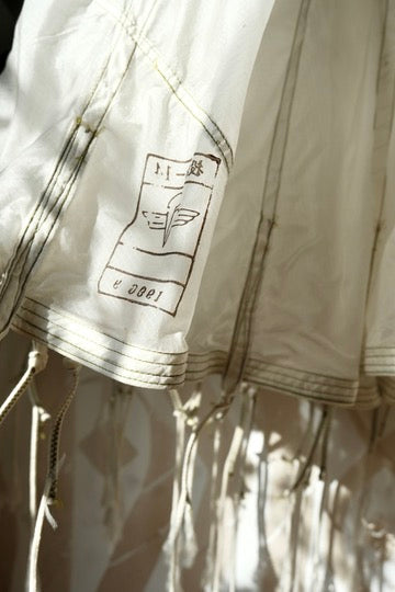 RARE White Vintage Army Parachute Maxi Skirt -Small - OOAK -RARE - Zipper
