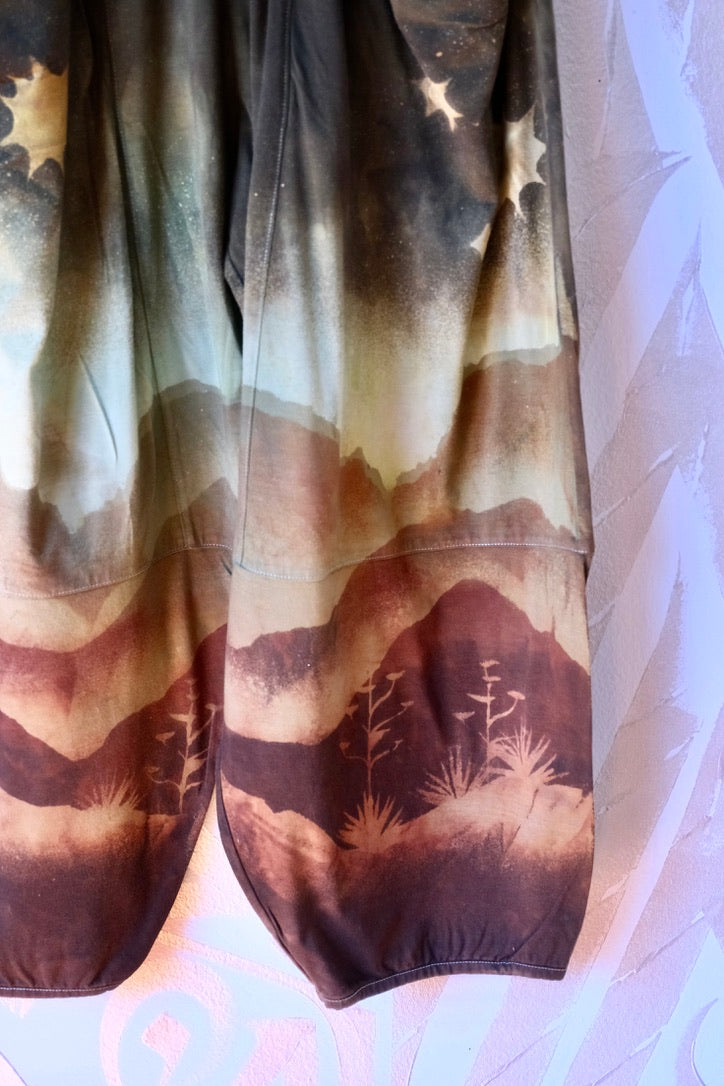 Fits S/M/L -  High Desert Landscape-  Parachute pants - made from 96 cotton 4 spnx
