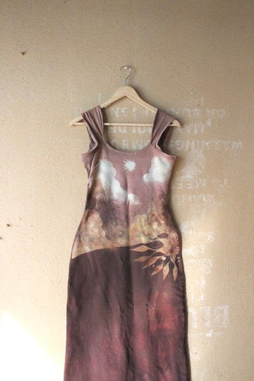 Small - "See you To-MAUVE-o"  Basket Dress  - Mauve/blush pink -Lunadala print - Hand dyed - 96% Cotton 4%SPandex - Heavy weight - stretchy - Sturdy