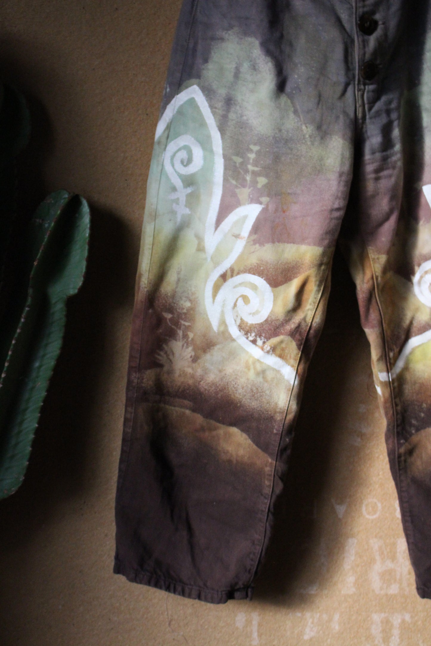 4 Pants OOAK -SIZE: 4- Lavendar Skies Landscape - 62% cotton 38% linen-Temple Swirls- Regenerazhinh Upcycled Pants