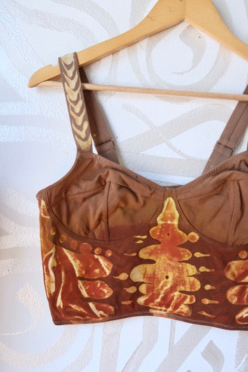 XL-Heat wave- Corset Tank Top - Handpainted OOAk Design- 91% organic cotton and 9% elastane