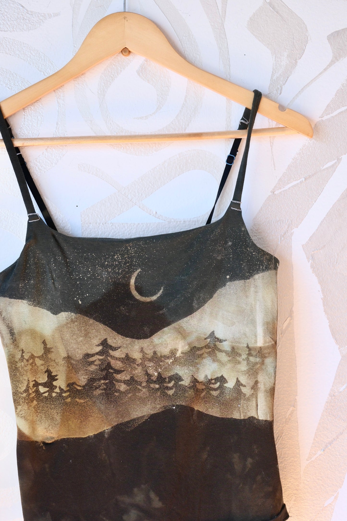 Large -  Mountain Forest Scene- Cami Tank Top - 91% organic cotton and 9% elastane