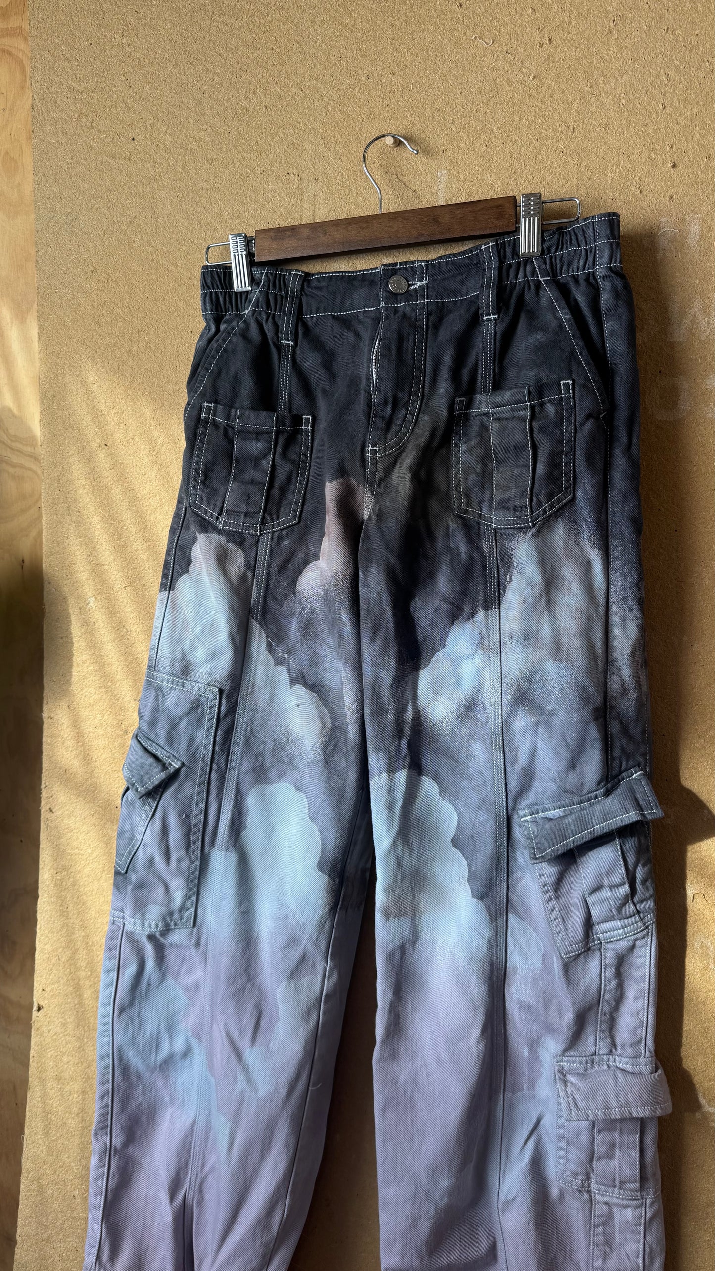 Size 27 - Smokey Cloudy Sky- 100% cotton Cargo pants BDG -regenerazhinh~ thick sturdy heavy weight - utility
