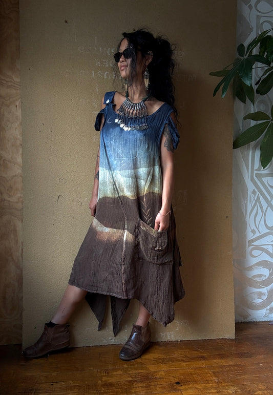 Midnight in The Ozarks Dress -OOAK Dress -  Fits many sizes (S/M/L/XL) - Pocket - Truly super unique sewing patttern
