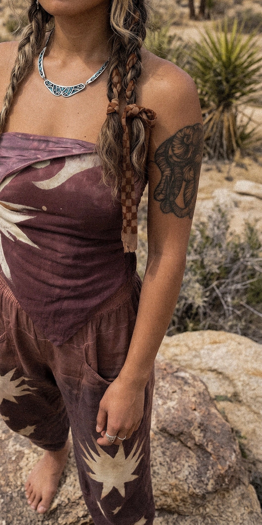 Small -Mauve Celestial Starburst  Origami Tube Top- Back Shirring stretch - Lotus "silk" lining- 100% Organic Kala Cotton exterior fabric