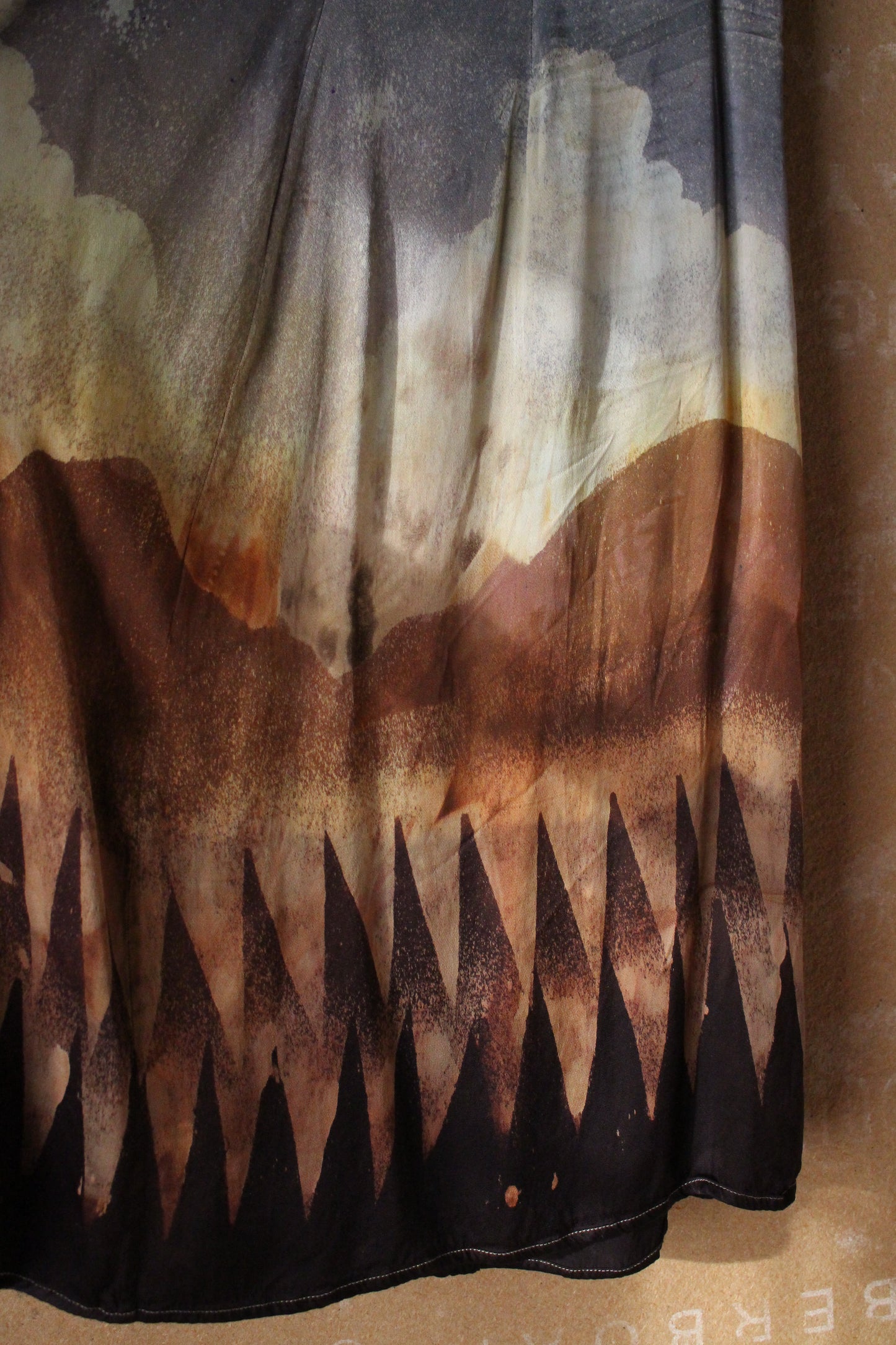 S/M Orange Peel Waste Silk Wrap Skirt  - On sale ( dye mistakes in clouds Marked down)