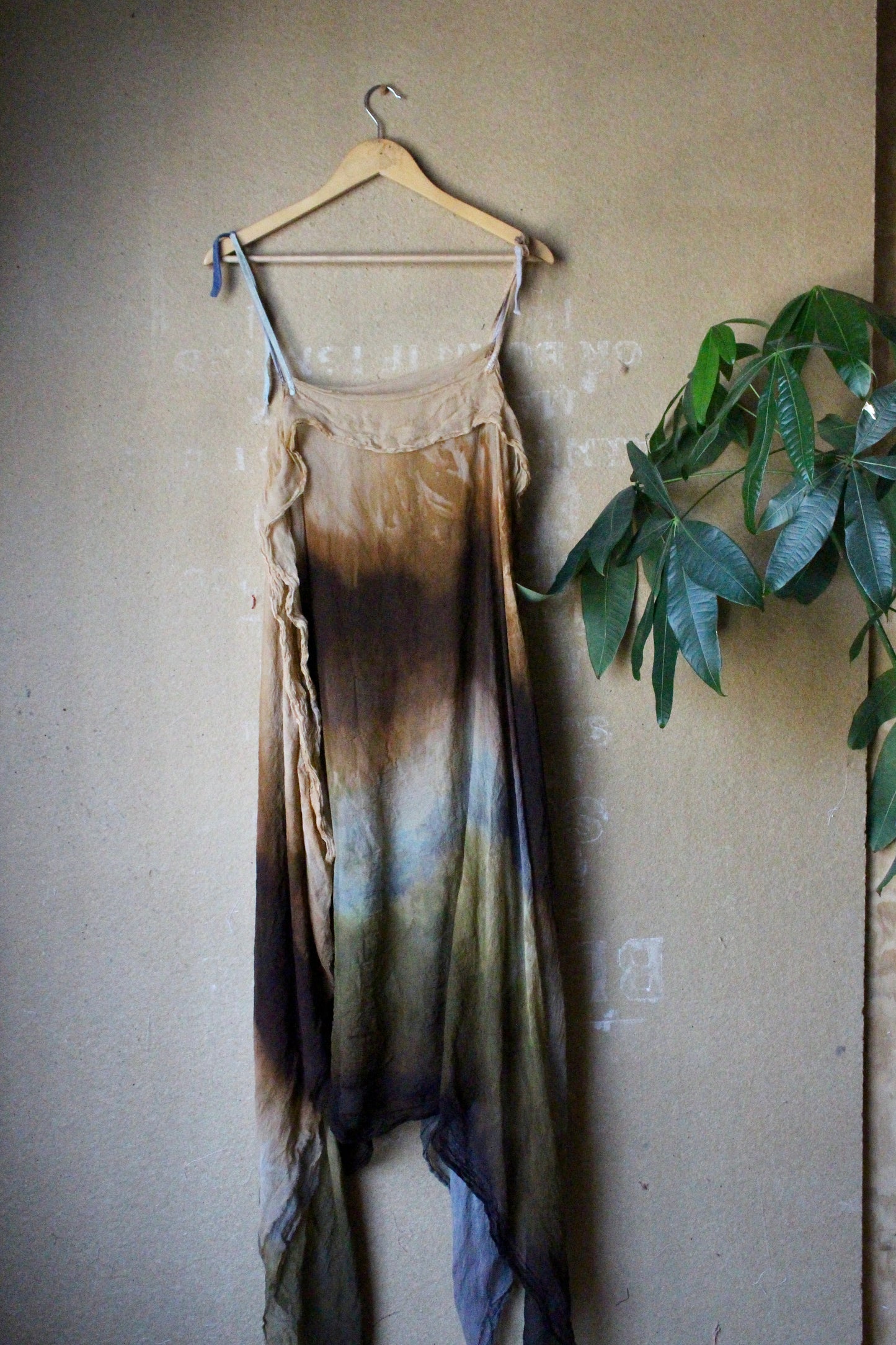 Free Size - Expanse Cover up Dress- 100% Dead stock Silk Chiffon - Hand dyed - Adjustable straps- winged-