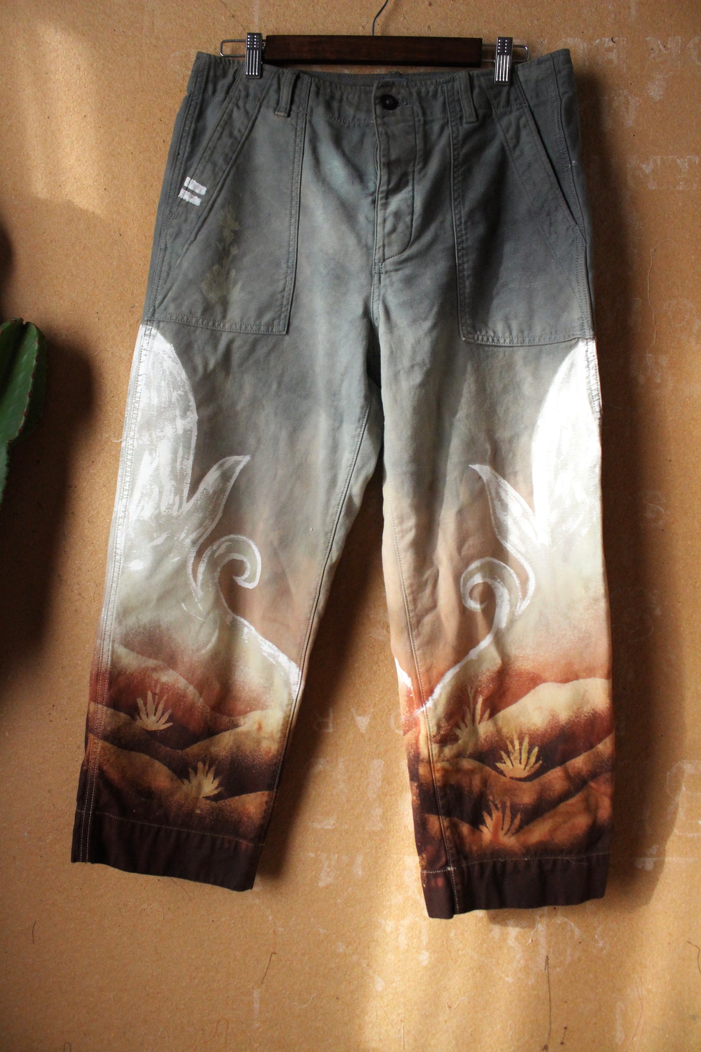 1 Pants OOAK SIZE: 10 -100% cotton Landscape - Temple Swirl - Regenerazhinh Upcycled Pants