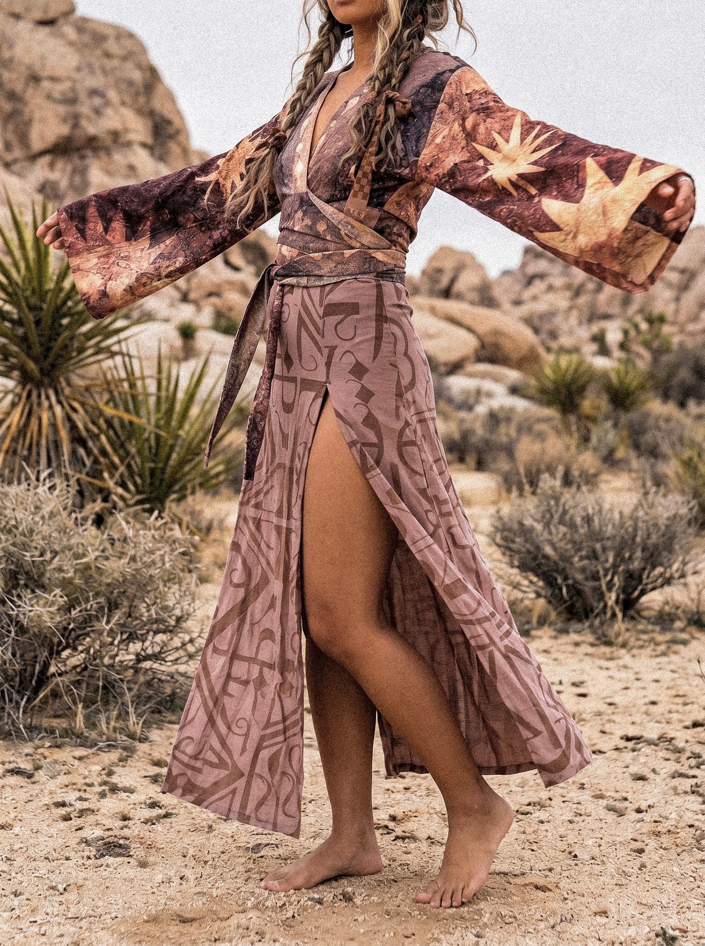 Small- Mauve Empress Slit Dress - Darkoski X Zhinh Colllaboration Dress (Runs Small)- Limited Series-  Bamboo/Cotton 4 %SPNDX