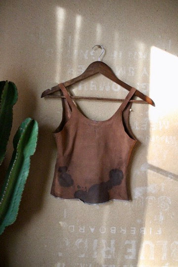 Small-  Celebration of Life over Canyons- OG Tank -Plant Dyed with Acorns - Painted with Iron and Bleach water-  Bamboo/Cotton/Spndx