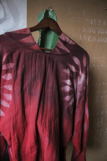 Medium - Embers LunaDala - Mountainous hood -Slouchy Long sleeve Hoodie  - Oversized Hoodie - 100% Triiple Layered heavy weight oRganic cotton Gauze - Warm - Cotton open weave sleeves and hood