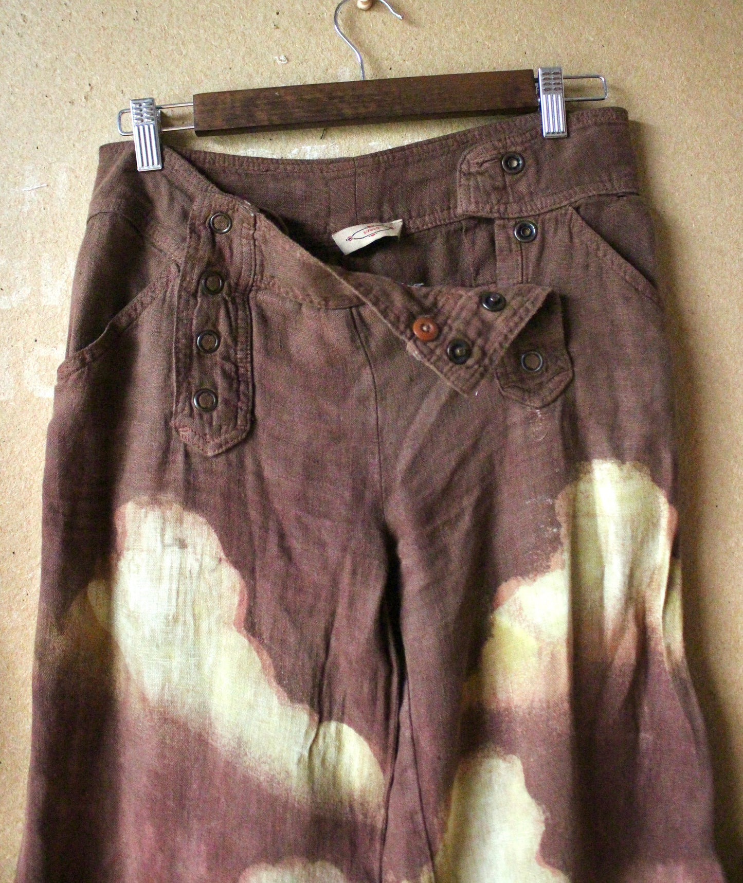 Small/Medium -Size 4 - Mauve Clouds - Tall  Low Rider Pants _Y2K Style - Wide Legged Bottom -Upcycled - Sitwell -