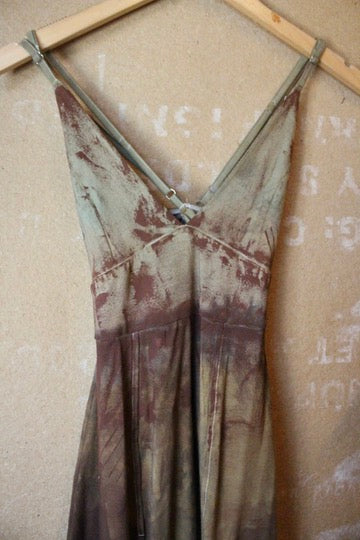 Small - OXIDATE Slit Dress 1- Made from Bamboo/Cotton/Spandex - Short length (dress for 5.5ft and shorter ) Hand painted - hand dyed & heat set