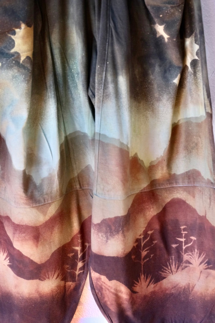 Fits S/M/L -  High Desert Landscape-  Parachute pants - made from 96 cotton 4 spnx
