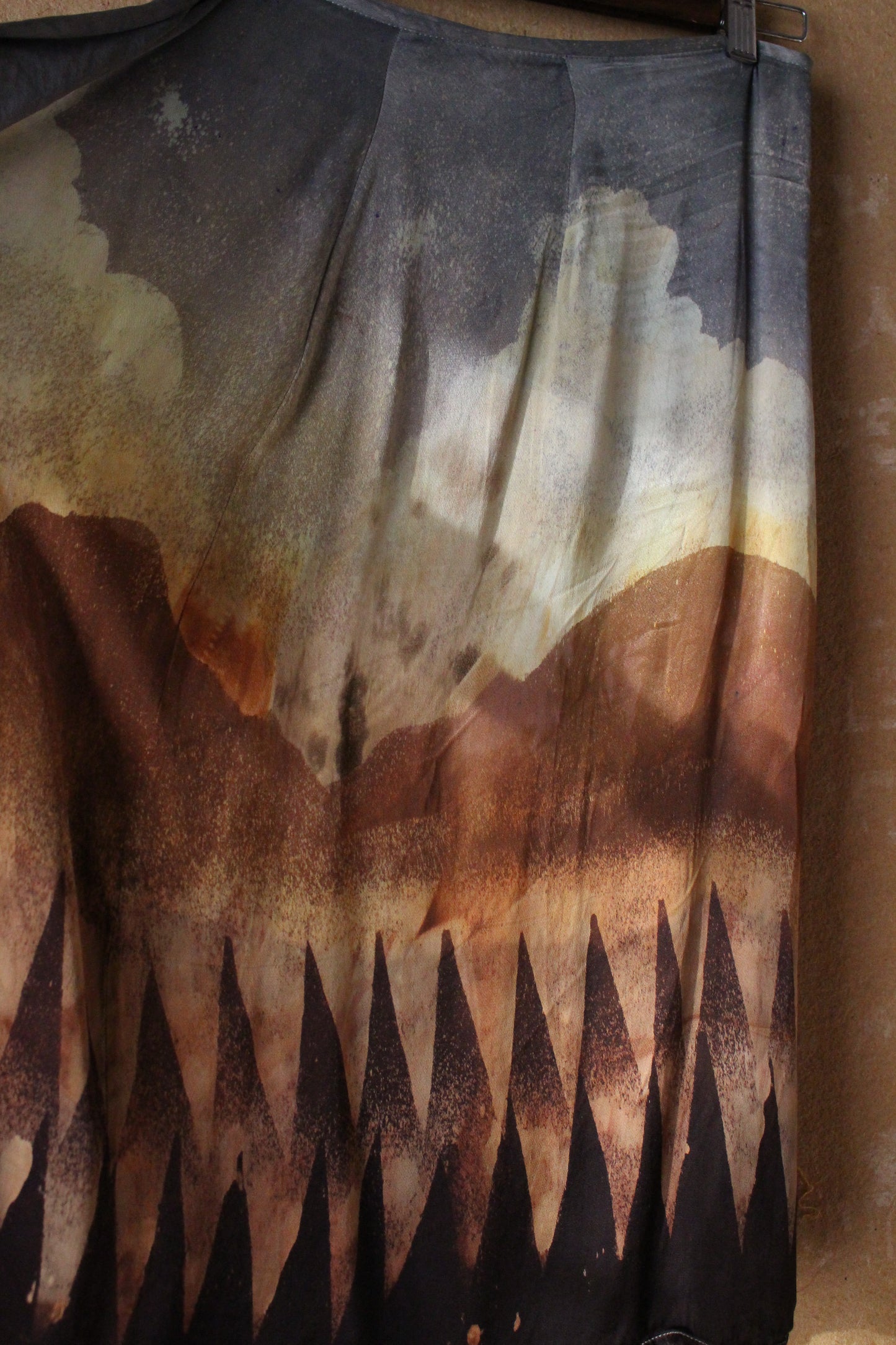S/M Orange Peel Waste Silk Wrap Skirt  - On sale ( dye mistakes in clouds Marked down)