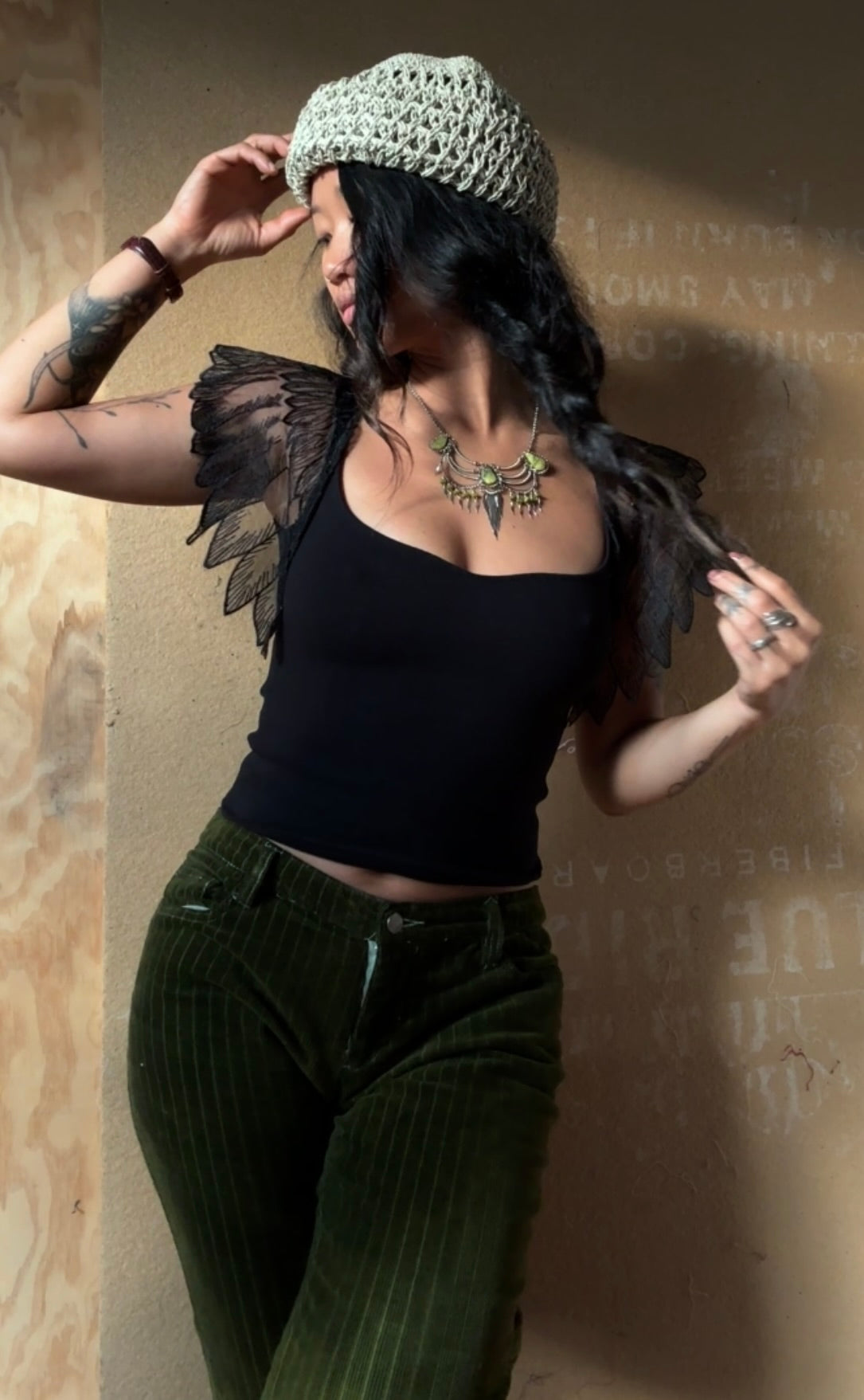 Black Moon Lilith Winged Tank Top - Sizes S/M/L- Deadstock Cotton/spandex -90% Cotton 10%Spandex-Ribbed  Limited Design