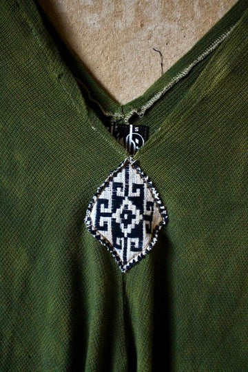 XS/S- Green Henka Top - Deadstock Fabric- Soft/fluid/unique weave cotton- 100%Cotton