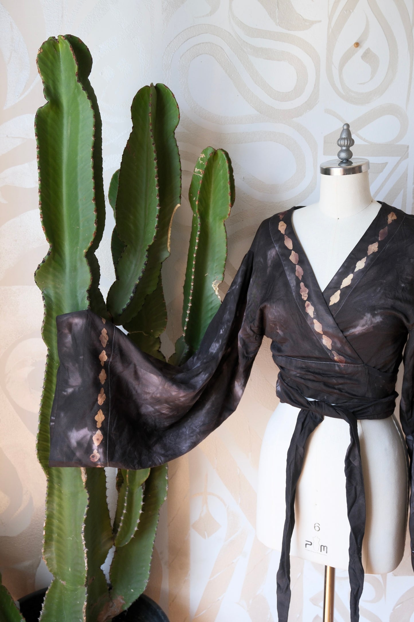 New! MTO- SMOKE Wrap Top- Lotus plant waste vegan Silk- Limited Series- Bell Sleeve Wrap