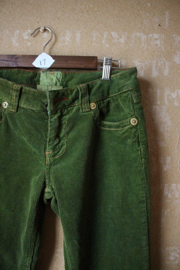 Size 4  -  Emerald Ombre  - 100% Cotton Cordurouy Pants - Low Riders