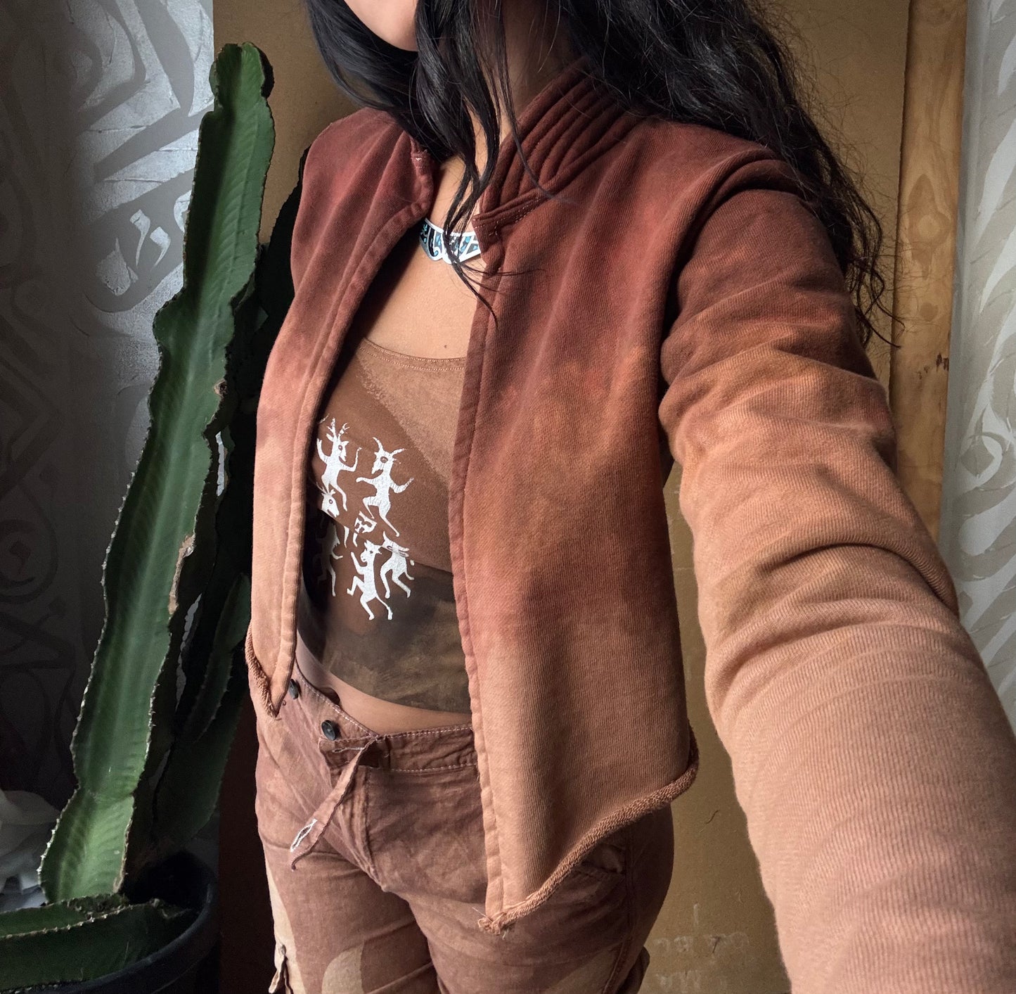 XS/S - Earthen Clay Jacket - Cropped Cadet Jacket  - 100% Organic heavy weight cotton french terry