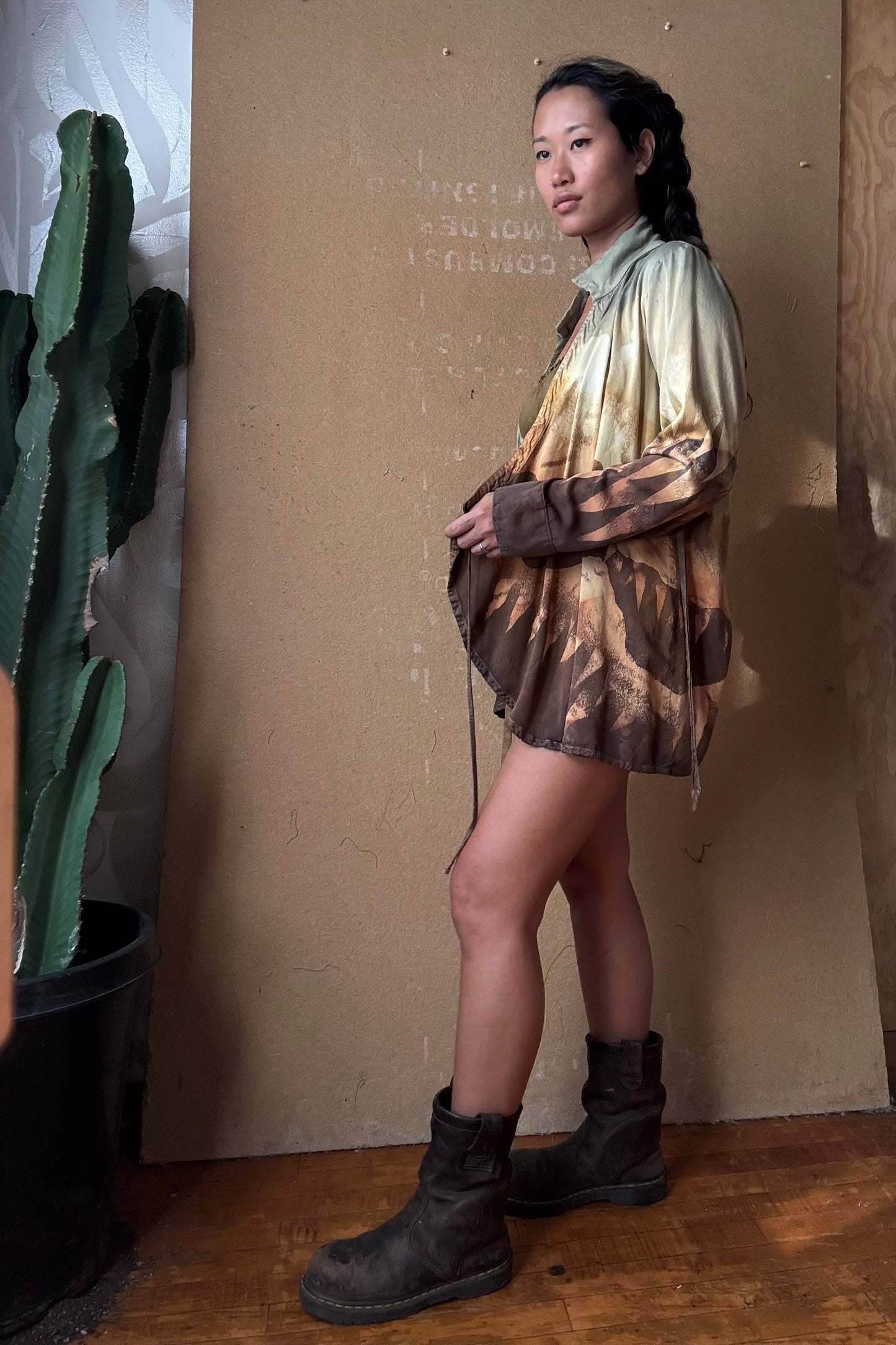 S/M- Mountain Hike Wrap Top- Made From Lotus Agricultural waste "Silk" - OOAK