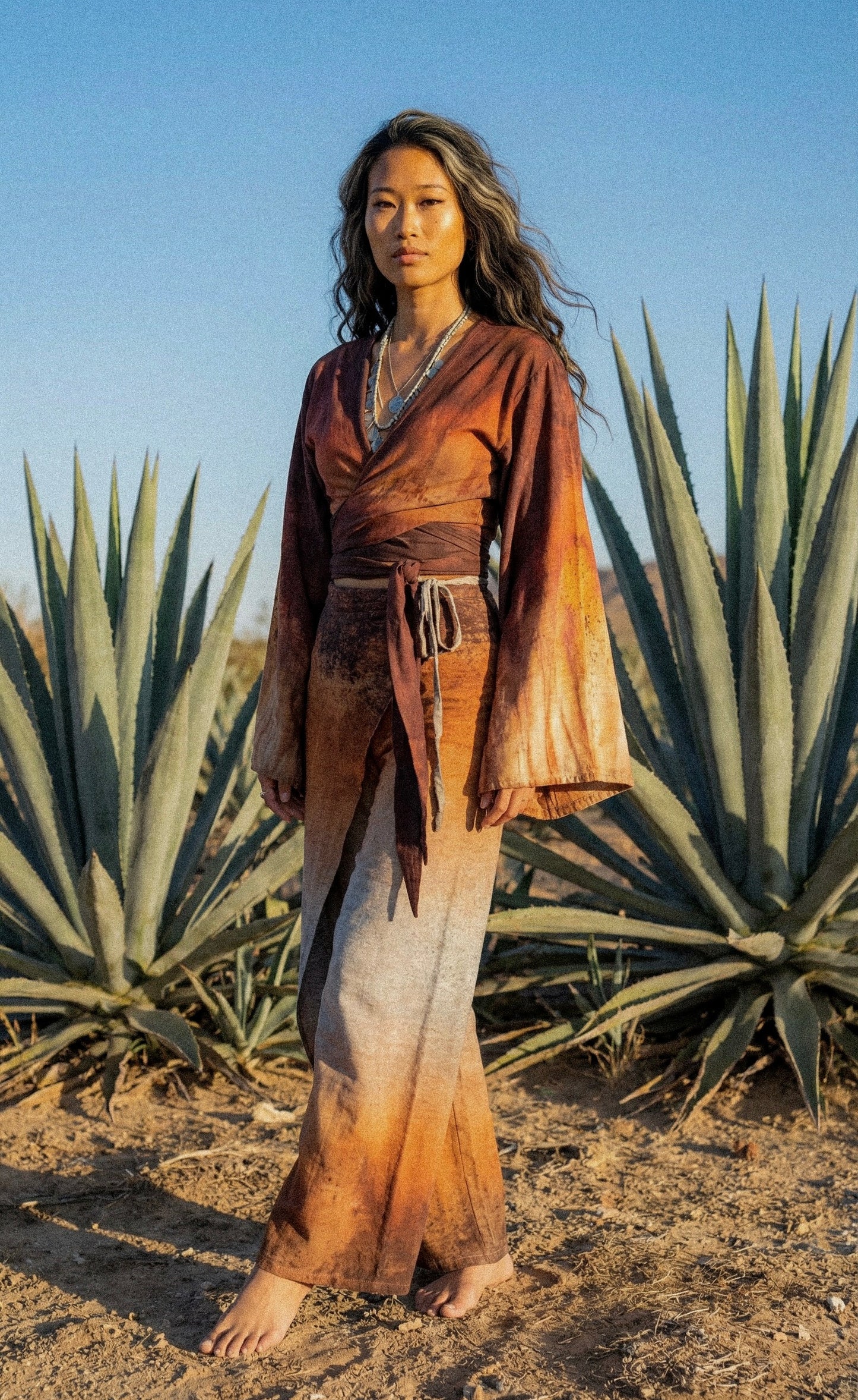 1 PRE-ORDER Slot - OXIDATION Of the World - Kimono Wrap top - Rusty Sign in Thailand - Milky Lotus Waste Fabric- XS/S  S/M.  M/L