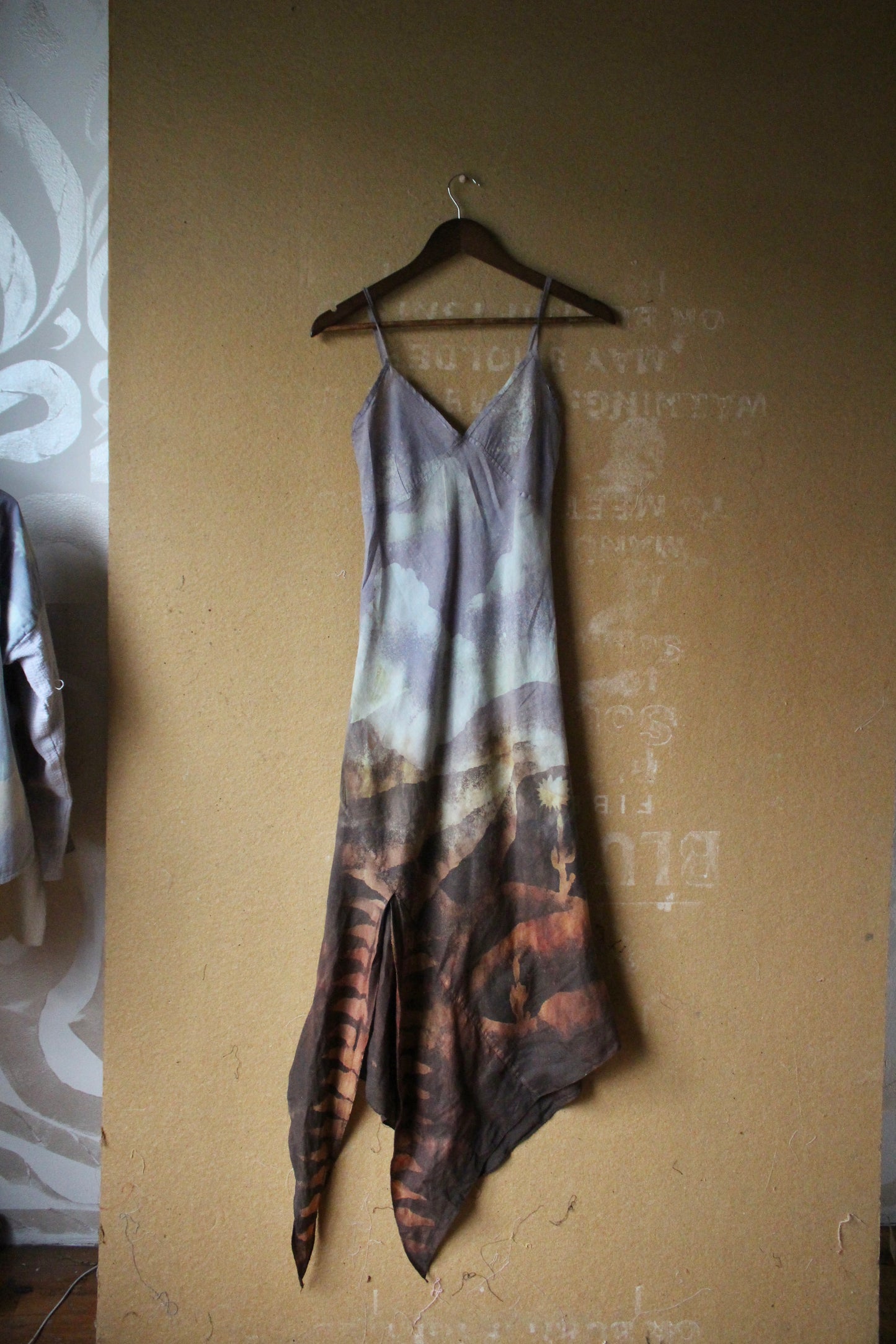 Fits XS-Small - Unique Hem Slit Linen Dress - 100% Linen Dress Upcycled