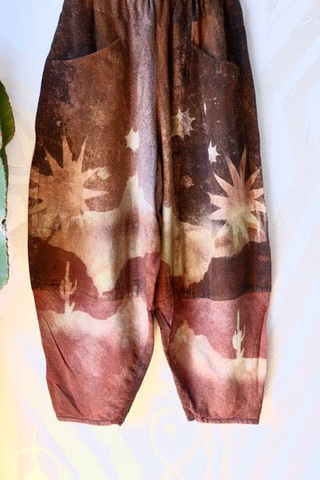 S/M -  Oxidation of the World/Canyon Star Burst -Kala Cotton Parachute pants - made from 100% Organic Kala Cotton