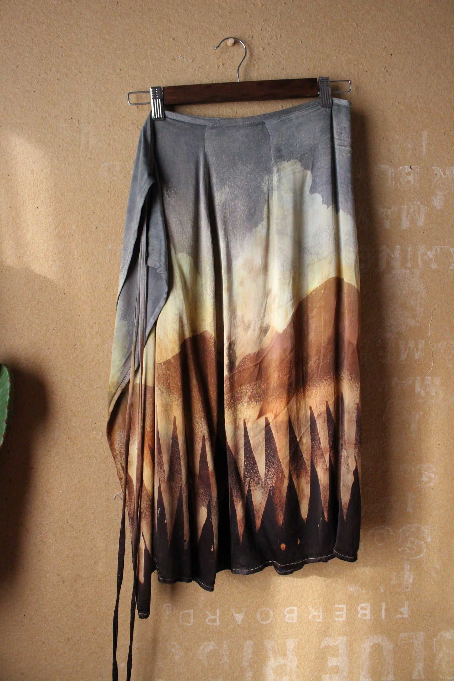 S/M Orange Peel Waste Silk Wrap Skirt  - On sale ( dye mistakes in clouds Marked down)