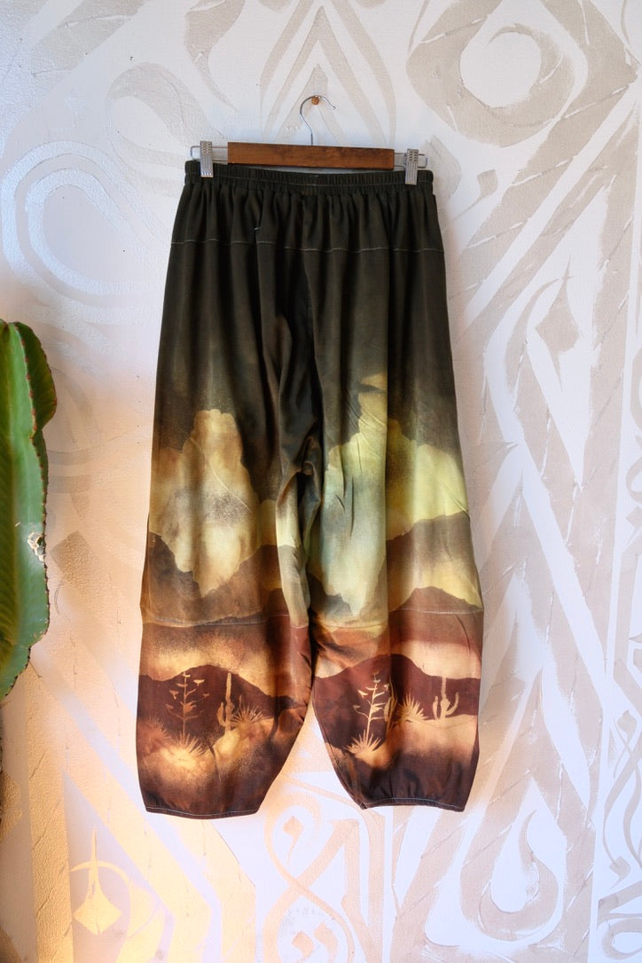 Fits S/M/L -  High Desert Landscape-  Parachute pants - made from 96 cotton 4 spnx