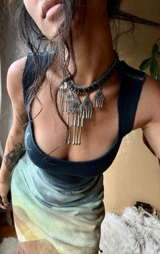 5 Triangle Necklace - Choker Adjustable - Secondhand