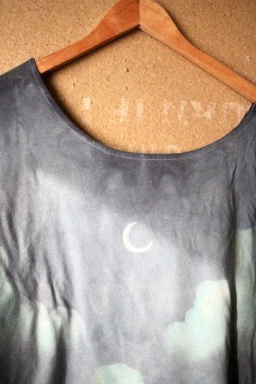 Medium- Cloudy day - Slouchy Long Sleeeve top  - 100% Organic Cotton - Deadstock