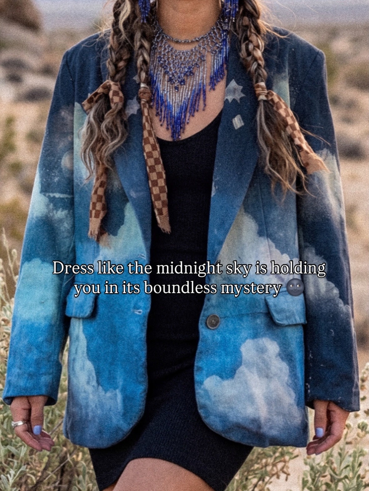 Small - Business with the Midnight Sky Blazer -Linen - Upcycled - Small - padded shoulder - Business Playful