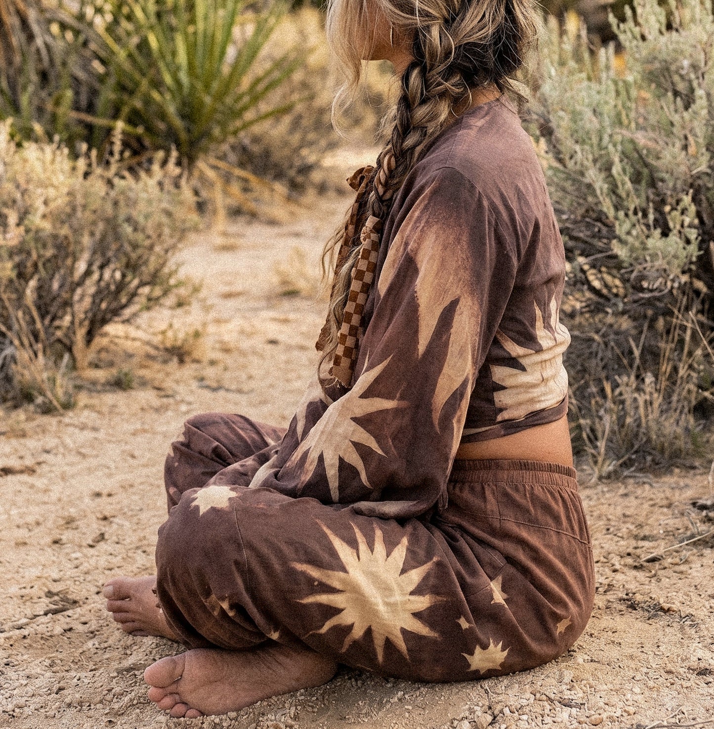 S/M- Mauve Starburst -Kimono Wrap Top- RTS- Regal/Casual - Bell sleeves- Made From Lotus Agricultural waste "Silk"
