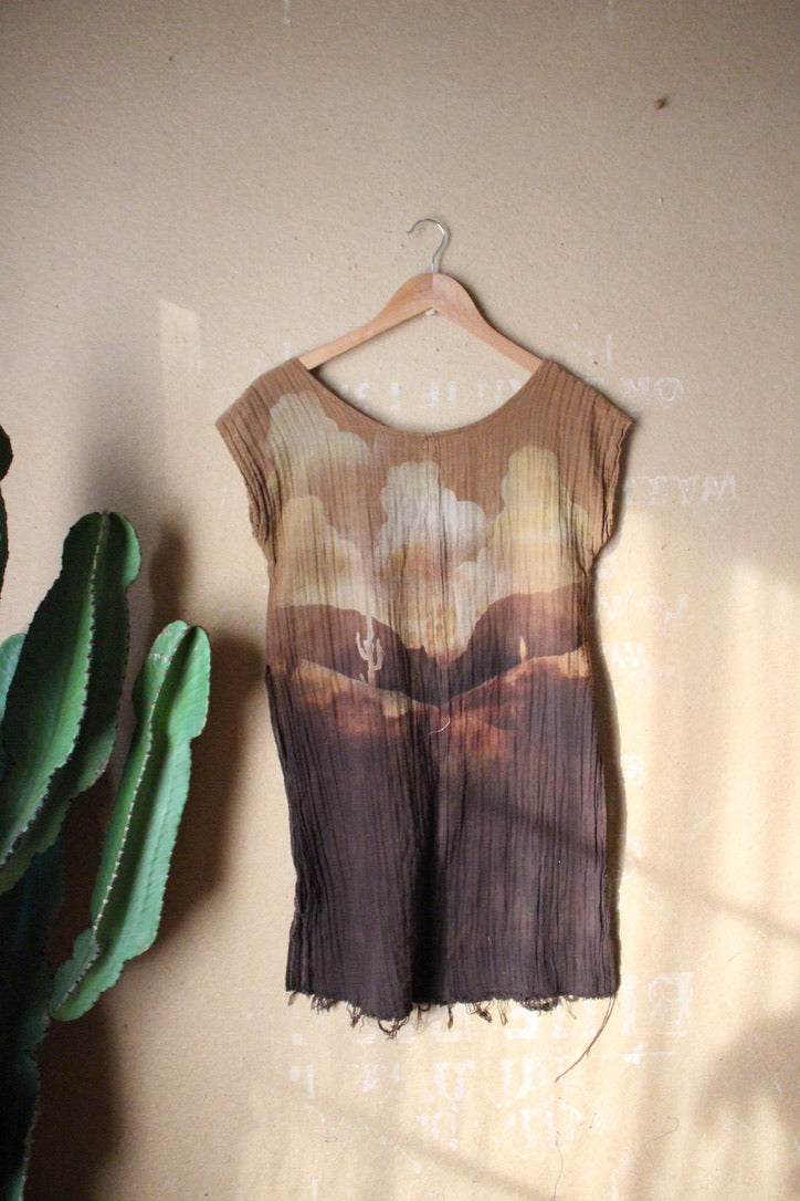 XS/ Small - Desert Winds Carry the Message  - Tunic Top 100% Cotton Gauze - Side slits