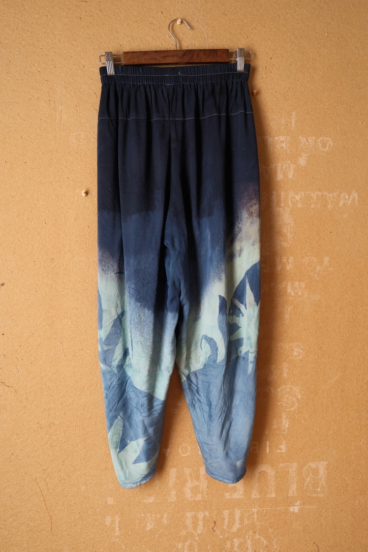 Small - Midnight Swirl Parachute Pants - Soft Milky Lotus Plant waste "Silk" - Short length  (recommended for 5.5ft and shorter) Vegan Silk - Milky Soft