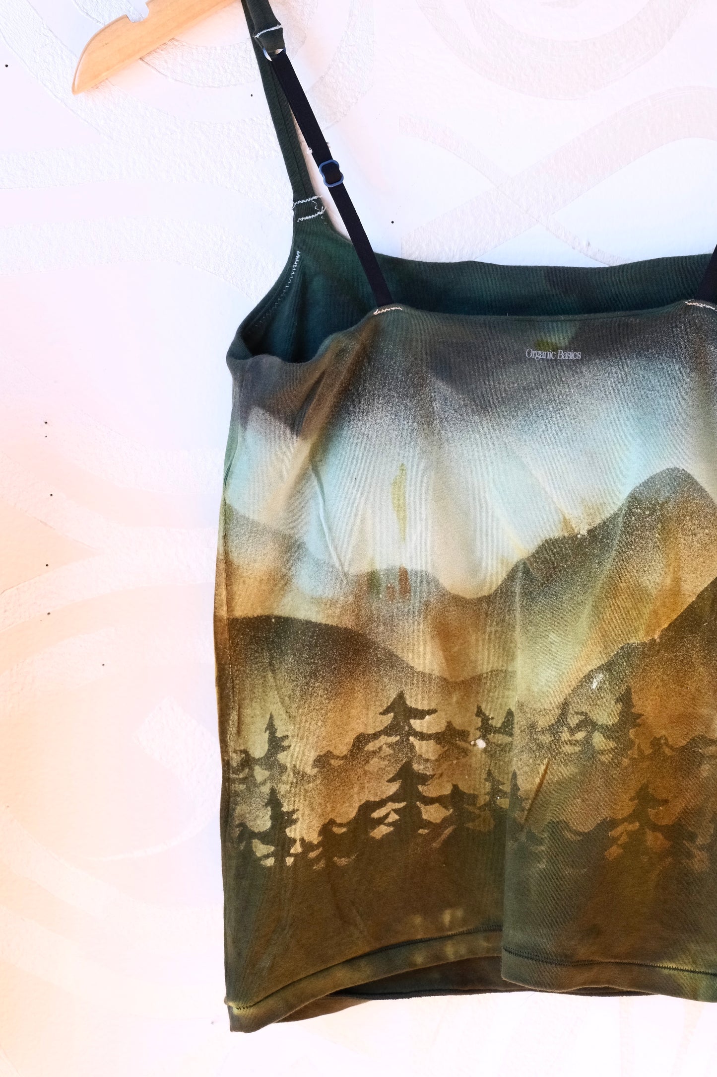 Large- Moon Rise Pine Forest Hike-  Cami Tank Top - 91% organic cotton and 9% elastane