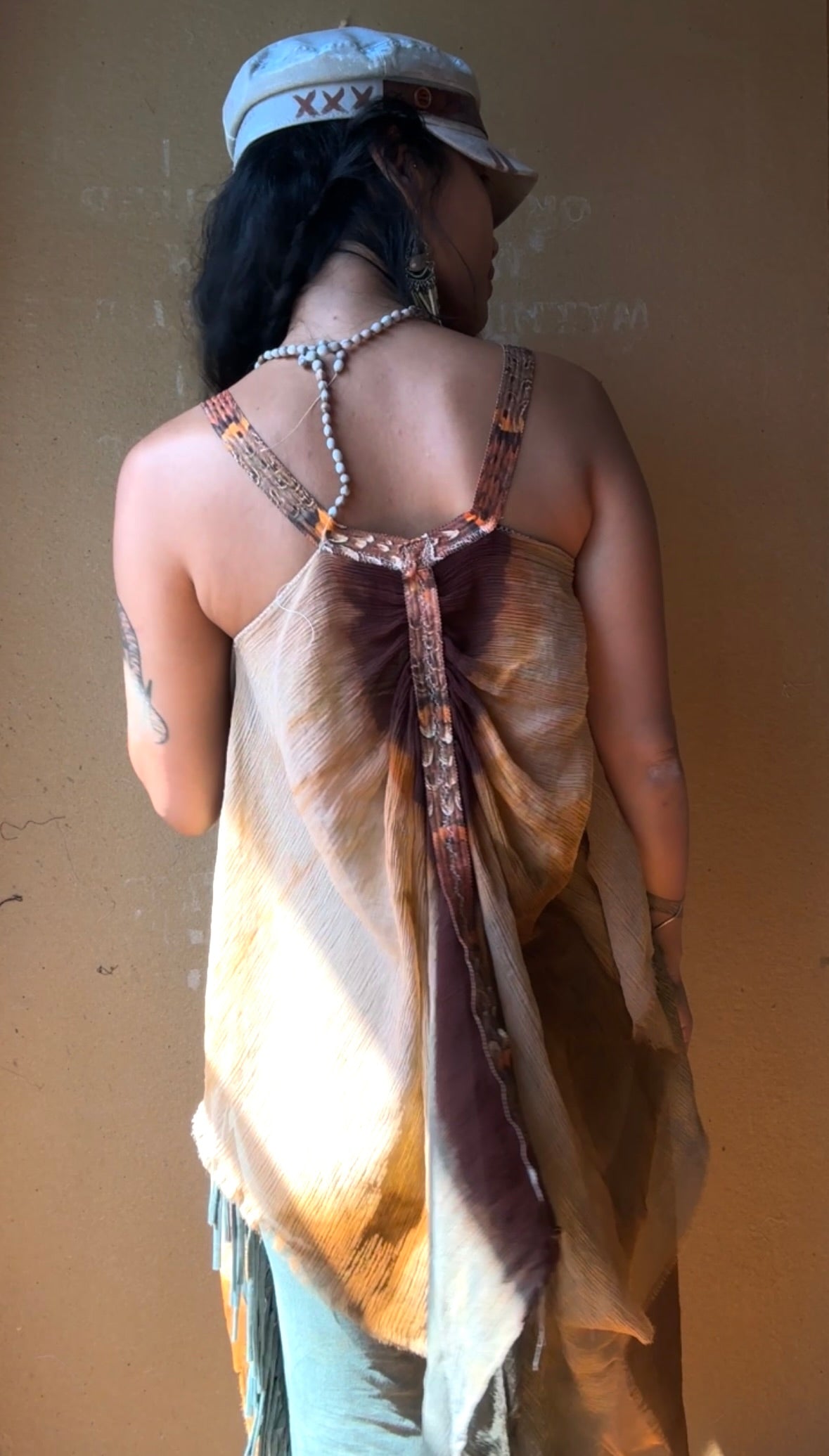 S/M- OOAK - Feather Drape Top - Reversible 100% Silk Chiffon ( deadstock)