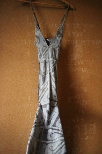 XS - Clay Blue Slit Dress - Darkoski Collaboration - Limited Series- Whispering HeartDeadstock Fabric