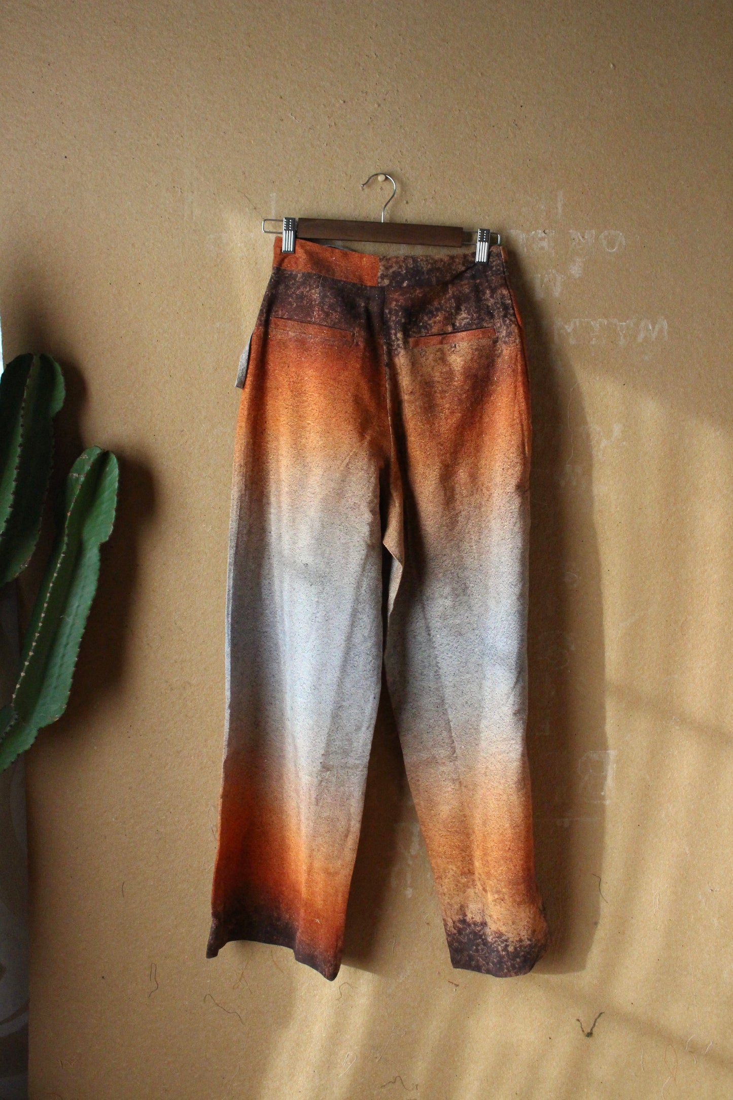 1 SMALL -Ready to Ship-New Printed Origami Pants - OXIDATION of the World - 100% Organic Kala Cotton - handwoven- Rain fed Cotton